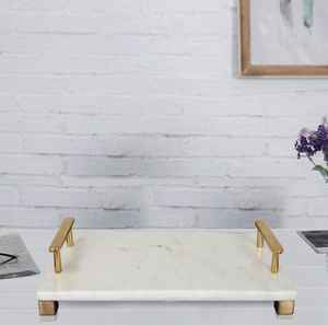 Customized Size Marble Serving <b>Tray</b> with Handle for Bathroom Decoration Jewellery Display and Serving Rectangle <b>Tray</b> - Product Image 3