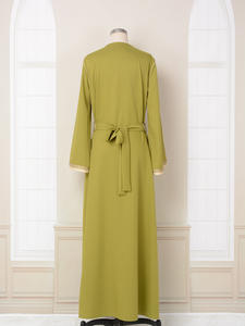 Jolie robe abaya à manches longues respirante à fleurs pour petites filles, vêtements islamiques modestes en polyester pour l'été - Product Image 2