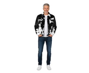 Veste en cuir pour homme en cuir de vache véritable, style court et matelassé, en cuir de vache grainé - Product Image 1