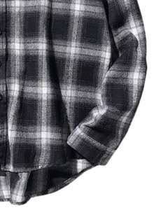 Chemise à carreaux noire et blanche pour homme, en coton et polyester, manches longues, boutonnée, décontractée, en flanelle douce, coupe ample - Product Image 6