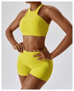 Conjunto de sujetador deportivo y pantalones cortos de verano, transpirable, sin costuras, para fitness y yoga, nuevo diseño. - Product Image 6