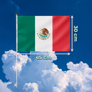 ธงชาติเม็กซิโกขนาด 30x45 ซม. ผลิตจากผ้าซาตินไนลอนโพลีเอสเตอร์ที่ทนทาน พร้อมเสาพลาสติกนุ่ม หัวเสาสีทอง และเทคนิคการพิมพ์สีทอง - Product Image 4