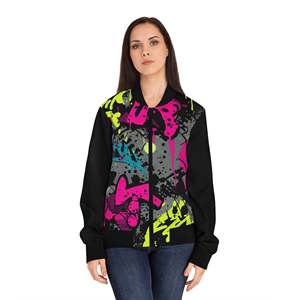 Bomber Stile Streetwear Autunnale con Effetto Schizzi di Vernice Graffiti - Product Image 3