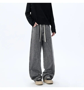 Pantalones vaqueros holgados de corte holgado a la moda para hombre, ropa de calle de moda, pantalones de estilo cargo de mezclilla, diseño personalizado disponible OEM ODM - Product Image 5