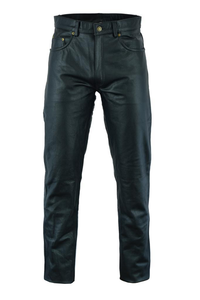 Pantalon décontracté en cuir PU pour homme WEAVEON de haute qualité, coupe droite, taille mi-haute, devant plat, avec détails en dentelle, pour la couleur pierre - Product Image 2