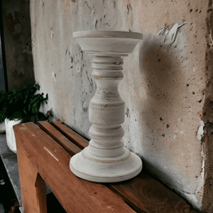 Antique Modern Farmhouse Indian Artisanal Eco-friendly Handmade Mango Wood Crafts Luxury Home Decor <b>Pillar</b> Candle Stand - Product Image 3