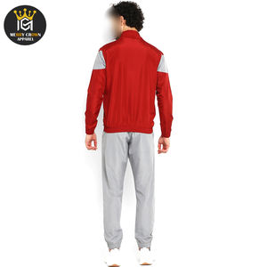 Mock Collar Contraste Rojo Gris Color Cremallera completa Entrenamiento para adultos Ropa deportiva Chándales de diseño único de la más alta calidad - Product Image 4