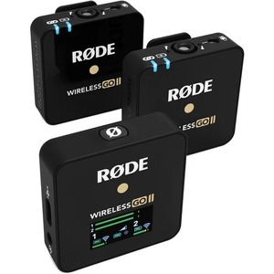 RODES Wireless GO II ชุดไมโครโฟนไร้สายดิจิตอลแบบออมนิ ลาวาเลียร์ สำหรับ 2 คน ขนาดกะทัดรัด/ชุดบันทึกเสียง (2.4 GHz, สีดำ) - Product Image 1