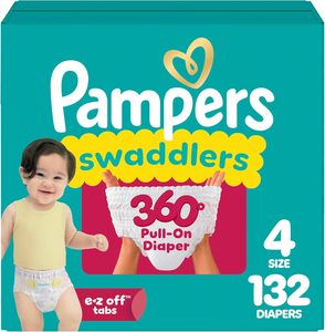 Couches Pampers - Swaddlers 360 °   Taille 4, 132 unités, jusqu'à 100 % anti-fuites, confortables et respirantes, conçues pour des changes faciles, à enfiler pour bébé - Product Image 6