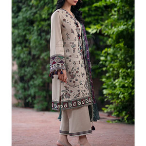 Conjunto de 3 Piezas de Traje Shalwar Kameez con Estampado Floral para Mujer, Estilo Étnico, Personalizado, 2026 - Product Image 3