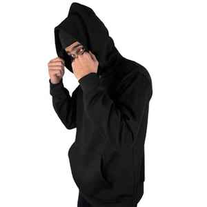 2025 dernière conception hommes 100% coton personnalisé fermeture éclair cagoule Ninja à capuche lourd 450gsm polaire délavé brodé OEM - Product Image 3