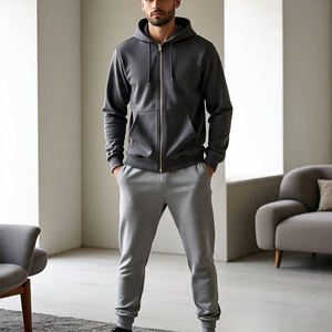 Chándal con cremallera para hombre Sudadera con capucha y pantalones de chándal Jogger Conjuntos de dos piezas Chándal informal con diamantes de imitación para hombre - Product Image 5