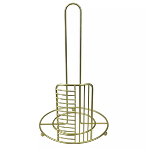 Soporte de papel de seda de Metal redondo de latón AK en soporte de papel de diseño estándar con acabado plateado para vajilla/baño - Product Image 6