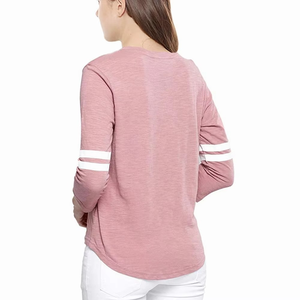 T-shirt pour femme de haute qualité, manches longues, matière respirante, coupe ajustée, col rond, tissu en coton, t-shirt de fitness - Product Image 4