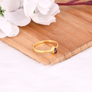 Anillo de Plata de Ley 925 para mujer, turmalina Natural, chapado en oro amarillo, hecho a mano, minimalista, joyería, anillo apilable - Product Image 2