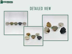 ลูกบิดทองเหลืองแบบแบนหกเหลี่ยมสำหรับตู้,มือจับแบบดึงลิ้นชักทำด้วยมือแข็งจำนวนมาก - Product Image 6