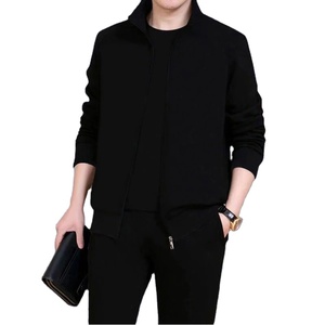 Ensemble deux pièces de sport décontracté pour hommes, style de rue d'automne et d'hiver-Cardigan à la mode, pull, haut à motif uni, pantalon, ensemble complet pour jeunes - Product Image 2