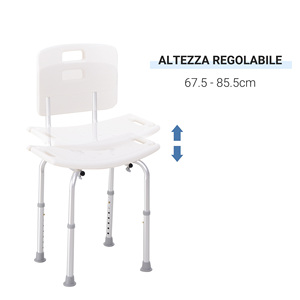 HOMCOM-Asiento de ducha con respaldo, silla de ducha ajustable en altura, antideslizante, 8 posiciones - Product Image 5