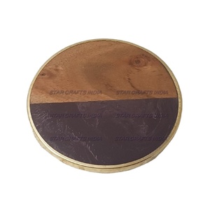 New Arrival Wood And Resin Round Shape Coaster Office Party Restaurant Used Party Wedding Used New Design coasters <b>Mats</b> & Pads - Product Image 1