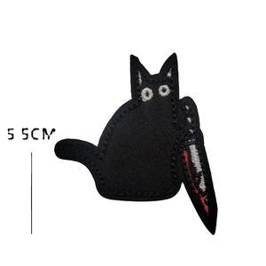 Insignia bordada de gato alentador de dibujos animados, decorativos DIY pulgares hacia arriba, parches de gancho, pegatinas para mochila - Product Image 6