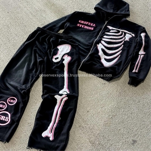 Observex 420แกรมเสื้อฮู้ดกันหนาวมีฮู้ดผ้าฝรั่งเศสเทอร์รี่ครอปมีซิปซักกรดพลอยเทียม - Product Image 4