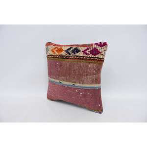 Coussin en laine de Bohème multicolore 14x14 pouces Coussin décoratif Floral Vintage Print Woven Technique Portable pour le sol de la literie - Product Image 4