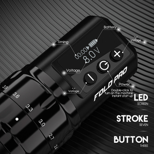 <span class=keywords><strong>Machine</strong></span> à <span class=keywords><strong>tatouer</strong></span> électrique sans fil <span class=keywords><strong>Dragonhawk</strong></span> Fold Pro à course réglable permanente, moteur sans noyau puissant, faible bruit - Product Image 2