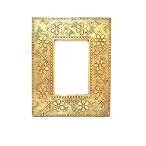 Handcrafted <b>Gold</b> Floral Engraved Metal <b>Frame</b> Stylish Classic Design Perfect for Elegant Home Decor or Special Occasions - Product Image 1