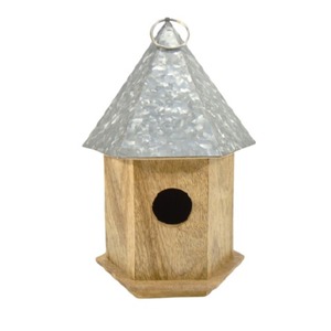 Casa de pájaros de madera maciza con diseño de cabaña de techo de madera que vende a prueba de intemperie hecha a mano para jardín balcón Casa de pájaros de madera decorativa - Product Image 6