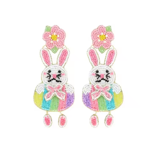 Pendientes de Conejito de Pascua Hechos a Mano con Cuentas de Zanahoria y Huevo, Joyería Colgante de Arcoíris para Mujer, Venta al por Mayor en India - Product Image 3
