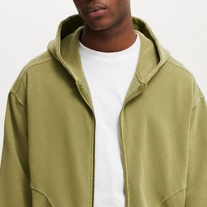 Sweat-shirts à capuche zippés surdimensionnés personnalisables pour hommes, en polaire/coton, thermiques, épais, respirants, coupe courte, épaules tombantes, hiver, lot de 2 - Product Image 2