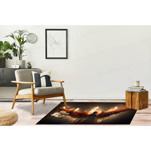 Tapis en laine imprimé patchwork Ailes de feu de Lucifer - Tapis de couloir moderne éco-responsable Ange personnalisé Demoiselle d'honneur Épaisseur moyenne Latex - Product Image 4