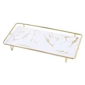 Plateau rectangulaire de Noël de haute qualité avec poignée dorée en émail, vaisselle pour mariages, hôtels et fêtes - Product Image 4