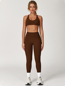 Ensemble de vêtements de sport décontractés pour femmes, ensemble de yoga, bretelles fines, pantalon de fitness taille haute, soutien-gorge de sport anti-choc, motif uni, respirant, séchage rapide - Product Image 2