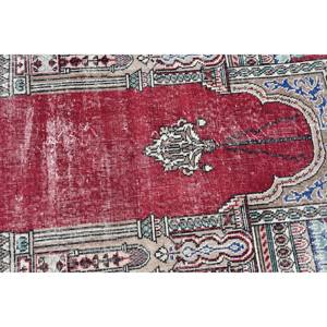 พรมตุรกีโบราณขนาด2,7x4,7ฟุตพรมเบจสีแดงคลาสสิก - Product Image 5