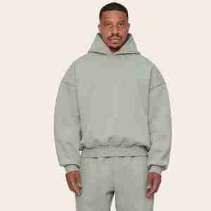 Superbe qualité hiver 400gsm pull à capuche lourd hommes 100% coton épaules tombantes surdimensionné Boxy Fit écologique - Product Image 4