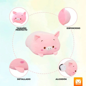 Plush Pig <b>Pillow</b>, Soft Kawaii Baby Plush Toy - Assorted Colors - Product Image 5