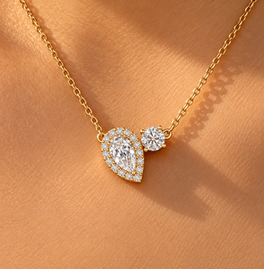Collar con Colgante de Diamante Cultivado en Laboratorio con Corte de Pera Toi Et Moi, Oro Sólido de 14K/18K, DEF VVS, Certificado IGI, 2.40 CTW, Minimalista, Personalizado - Product Image 3