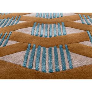 Jaipur Wunderkammer Beige & <b>Brown</b> Handmade Geometric <b>Wool</b> & Viscose Rug 9x12 Rectangle for Home or Hallway for Teens-Top-115 - Product Image 3