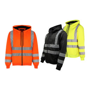 Hi Vis Visibilidad Seguridad Sudadera con capucha y cremallera Chaqueta DE TRABAJO Top Hi vis Sudadera con capucha - Product Image 4