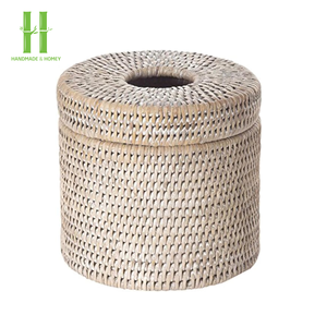 Eco-friendly Natural Rattan Tissue <b>Box</b> Cover with <b>Lock</b> Decorative Bathroom Holder Made in Vietnam Custom Logo - Product Image 4