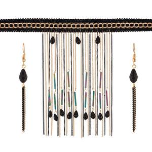 Jeweljunk Fine Jewelry Sets <b>Gold</b> Plated Multi Drop <b>Chain</b> <b>Choker</b> Necklace 1111239 - Product Image 1