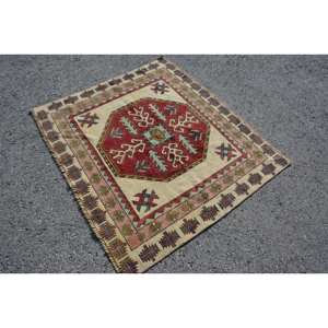 พรมสีเบจสไตล์ตุรกีโบราณขนาด4.5x3.9ฟุต10มม. ขนสัตว์ด้านหลังเย็บปะติดปะต่อกันลายทางดีไซน์สำหรับห้องนั่งเล่นห้องโถงใหม่ - Product Image 3