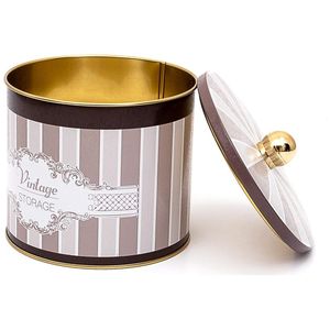 Boîte ronde en métal 1.7L Elegance avec poignée à bouton Ø 140x125mm-Boîtes de qualité supérieure - Product Image 1