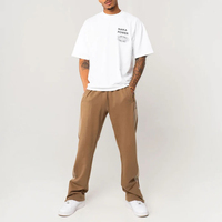 Pantalons de survêtement pour hommes, lavés, faible MOQ, molleton lourd, coupe droite, jambe extrêmement large, logo personnalisé, pantalons de jogging pour hommes