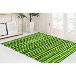 Tapis imprimé avec des motifs de plantes, tapis vert pour la crèche et la maison, tapis fin non tissé - Product Image 3