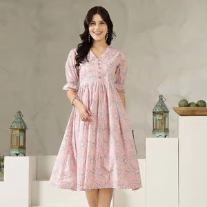 Robe indienne élégante en coton faite à la main, robe de soirée à la mode pour femme, tenue d'été pour mariée, cadeau personnalisé, robe en solde - Product Image 1