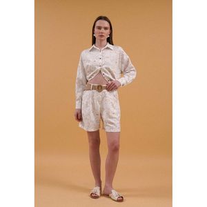 TOPSHOW <b>Light</b> Blue Embroidered Wholesale Shorts for Women, Cotton Polyester Linen Blend Fabric, Casual Summer Style - Product Image 5