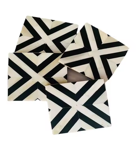 Dessous de verre incrusté d'os table thé décoratif fait à la main dessous de verre incrusté d'os sous-verres en pierre de haute qualité par artisanat en croissant - Product Image 4