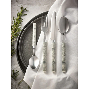 Juego de Cubiertos de Acero Inoxidable con Mango de Mármol y Acabado Espejo para Hogar, Restaurante, Eventos o Fiestas, Utensilios de Cocina y Accesorios - Product Image 1